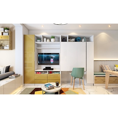 A Gorgeous Living Room With A Dining Nook Perfect For Small Homes-1
