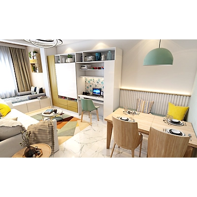 A Gorgeous Living Room With A Dining Nook Perfect For Small Homes-3