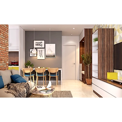 A Peppy Living Room With A TV Unit And A Mix Of Textures-5