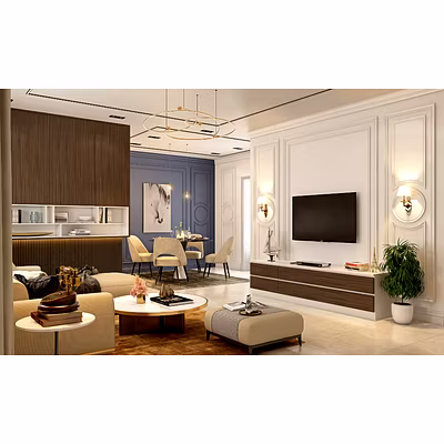 A Living Room Design With A Minimalist Style TV Unit-3