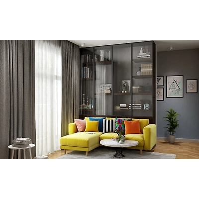 Minimal Style Living Room Interior Design With A Tall Glass Cabinet-DC398