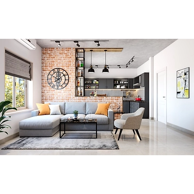 An Industrial Style Living Room With A TV Unit-DC399
