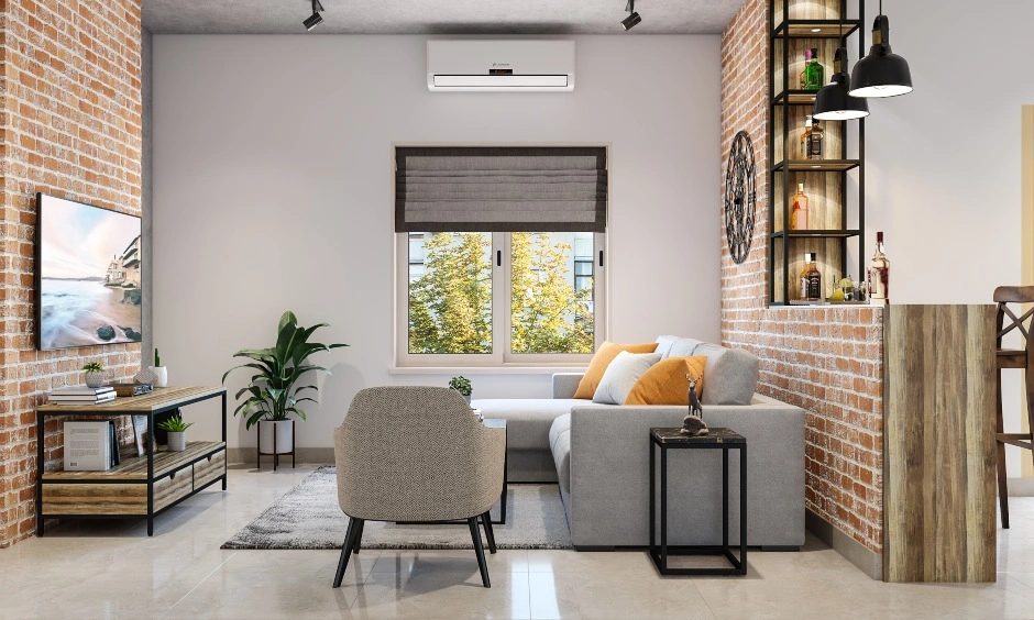 An Industrial Style Living Room With A TV Unit-2