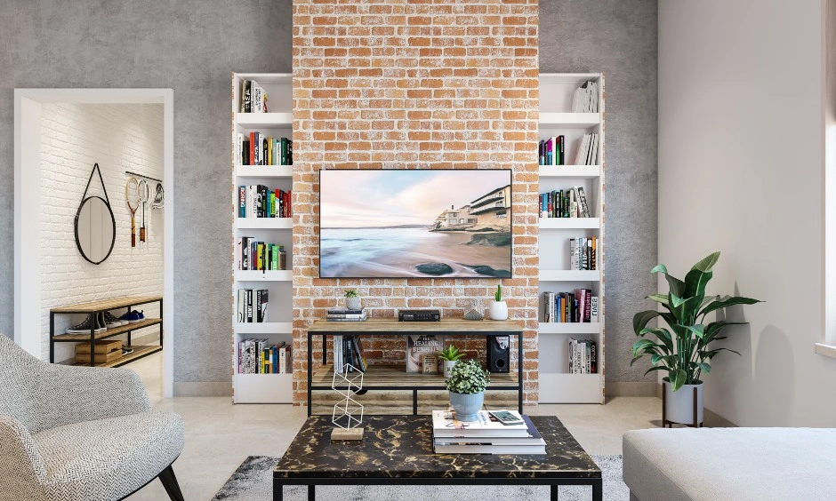 An Industrial Style Living Room With A TV Unit-5