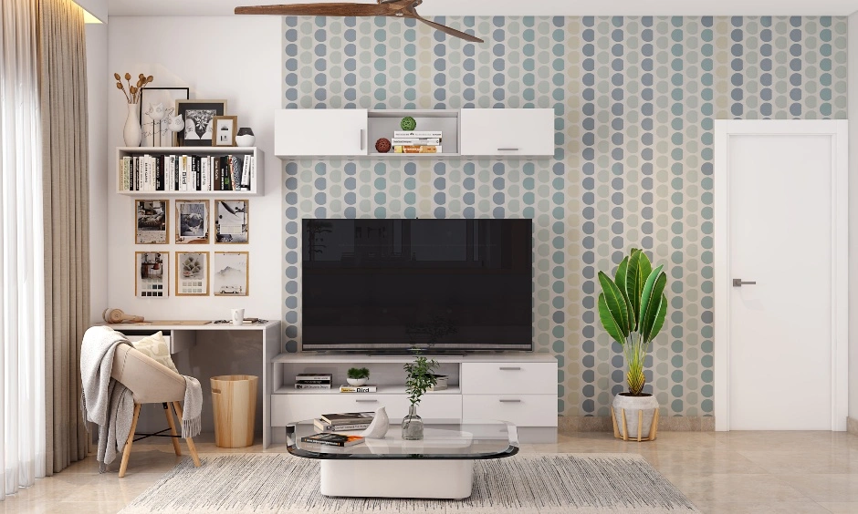 A Neutral Toned Living Room With TV Cum Study Unit-DC402