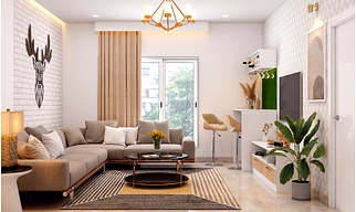 A Modern Living Room With A Mini Bar