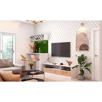 A Modern Living Room With A Mini Bar-2