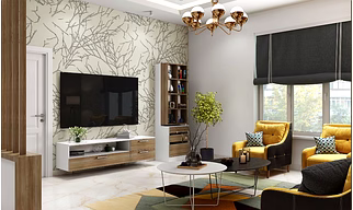 An Opulent Living Room With Wood Panneling