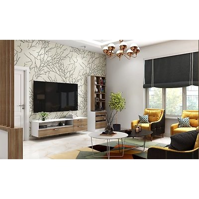 An Opulent Living Room With Wood Panneling-1