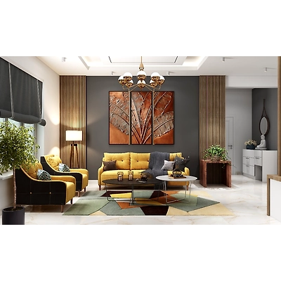 An Opulent Living Room With Wood Panneling-3