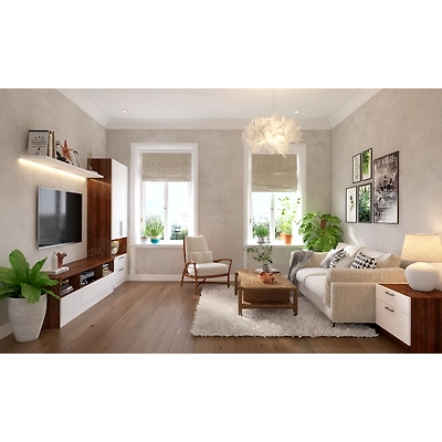 An Elegant Living Room With A Modular TV Unit And Storage Cabinet-3