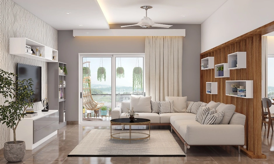 A Modern Living Room Designed In Neutral White Tones-DC418