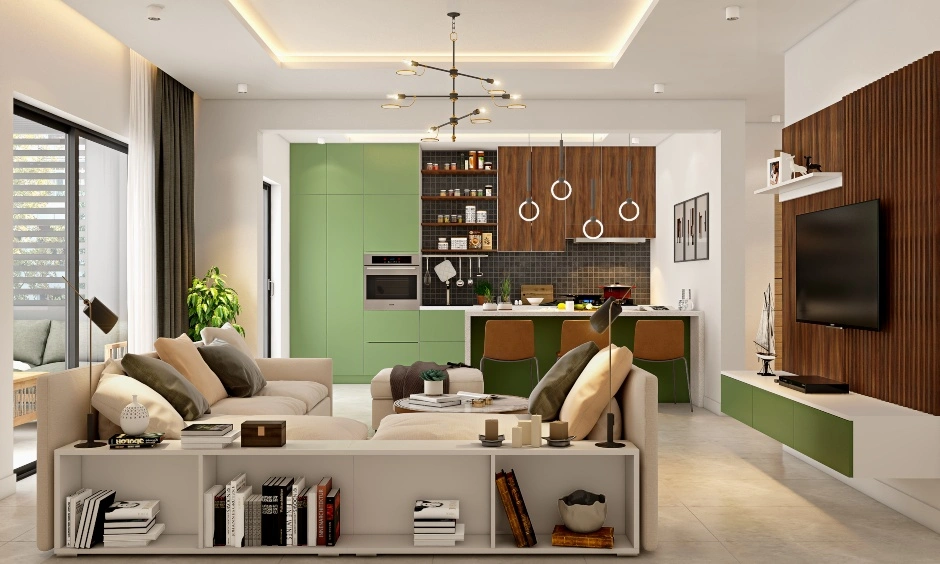 A Living Room Cum Open Kitchen Design-2