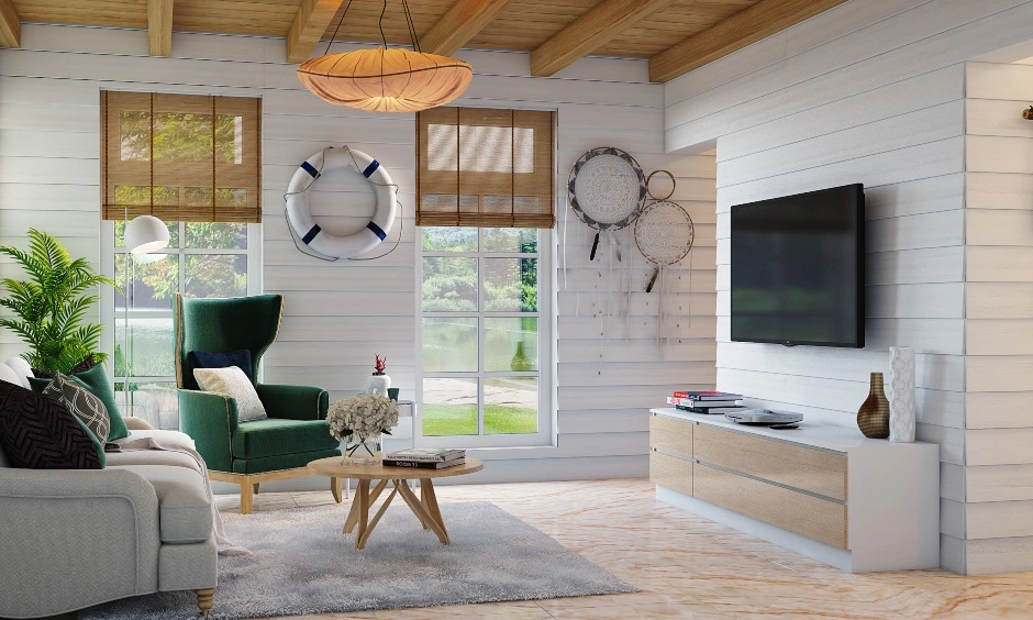 A Vibrant Living Room With A Modular TV Unit-DC422