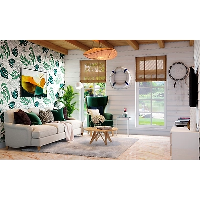 A Vibrant Living Room With A Modular TV Unit-3