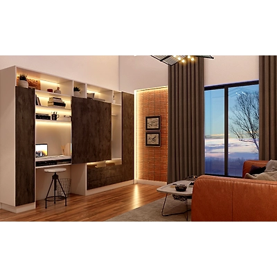 A Living Room Design With A Bar Unit And Brick Wall-DC427