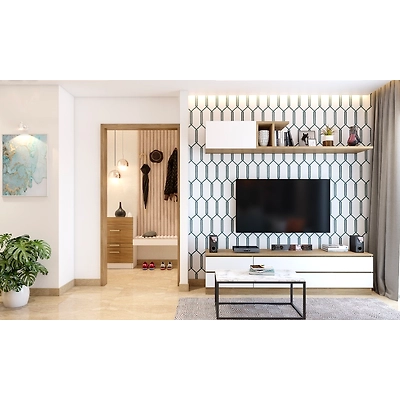 A Lavish Open Living Room Design With A Bar Unit-4
