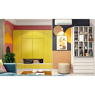 A Living Room Designed With Abstract Wall Art-2