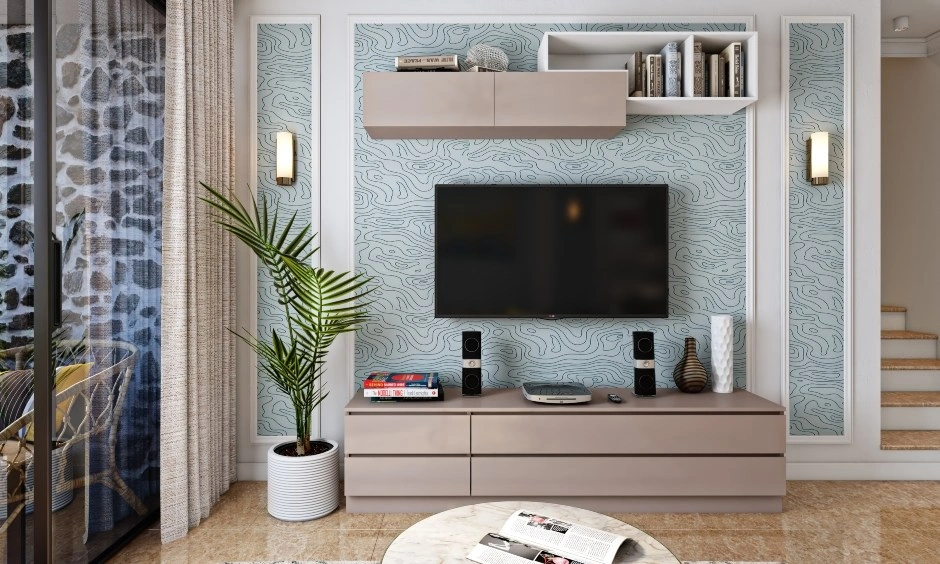 An Elegant Looking Living Room With A TV Unit In High Gloss Laminate-4