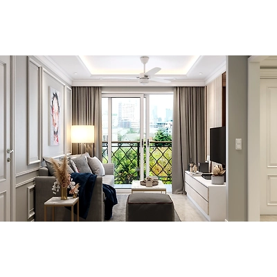 A Classic Living Room Design With Wall Moulding-DC438