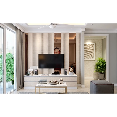 A Classic Living Room Design With Wall Moulding-5