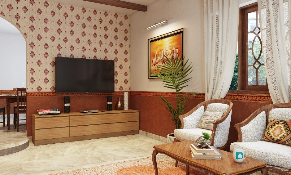 A Beautiful Traditional Living Room With A Modular TV Unit-2