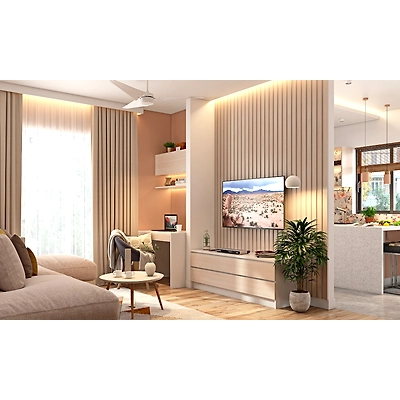 A Living Area With A Simple and Classy TV Unit And An Attached Study Table-DC440