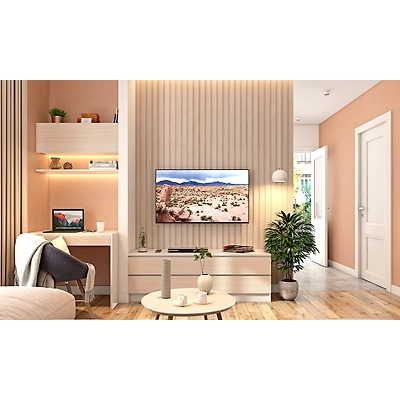 A Living Area With A Simple and Classy TV Unit And An Attached Study Table-3