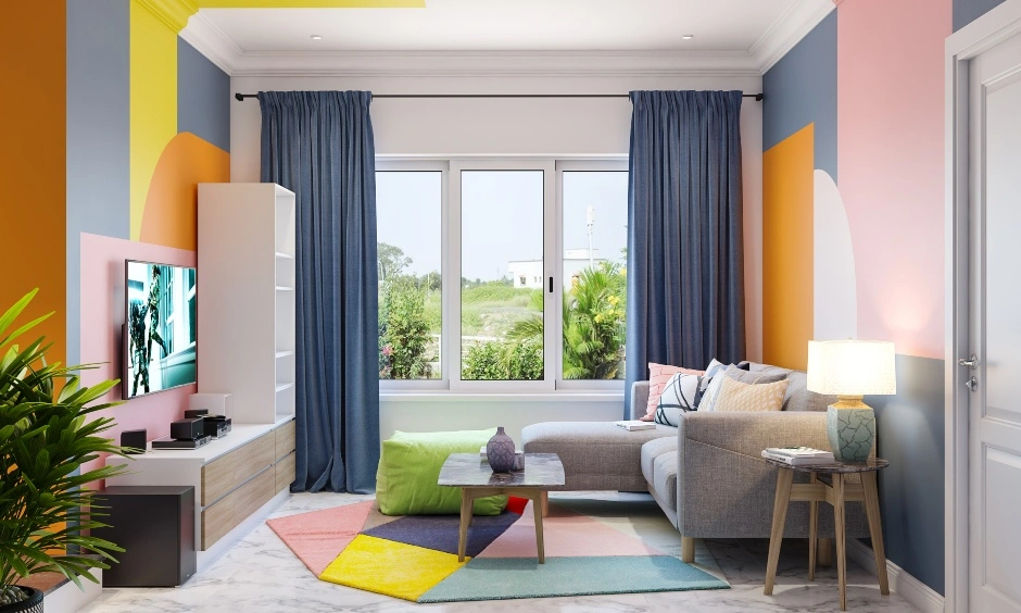 A Multicoloured Living Room Design For Millennials-DC442