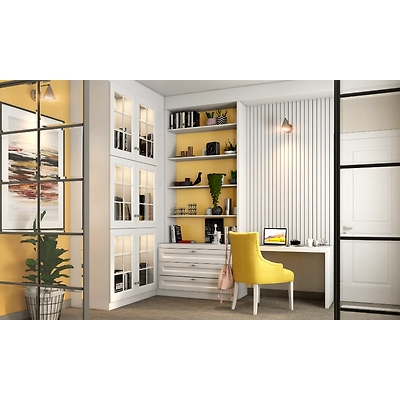 A Yellow and White Themed Home Office Design-DC476