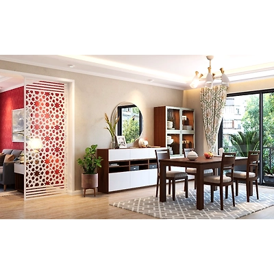 A Dining Room With An Elegant Crockery Unit Cum Showcase-1