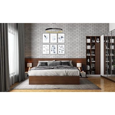 Modern Bedroom With Brick Wall Cladding-1