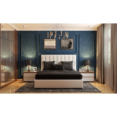 Modern Blue and White Bedroom Interior Design-DC543
