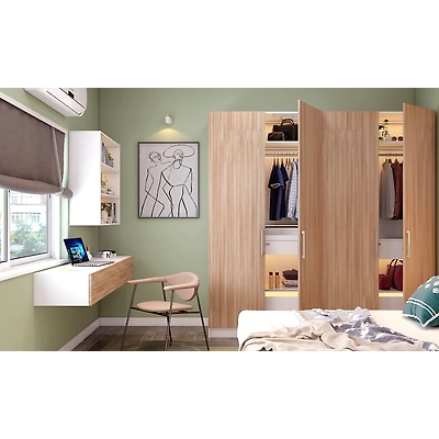 A Compact Bedroom With A 4-Door Wardrobe And Study Unit-2