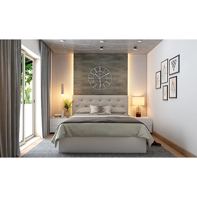 An Off White Bedroom With An Hydraulic Lift Space-Saving Bed-DC547