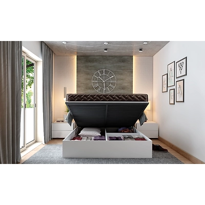 An Off White Bedroom With An Hydraulic Lift Space-Saving Bed-2