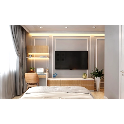 A Neo-Classical Bedroom Design With A Study And TV Unit-3