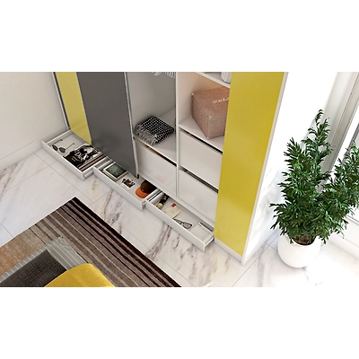 A Bedroom Design With Modular Furniture In Yellow And Grey-7