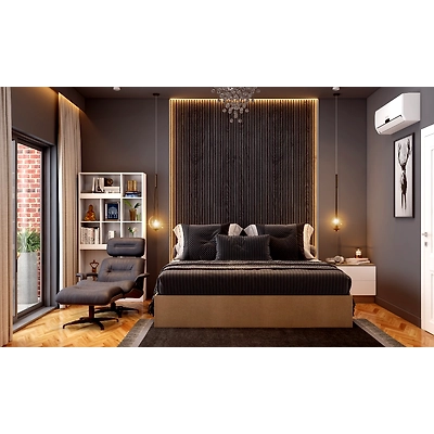 A Spacious Bedroom With A Modular TV Unit-DC553