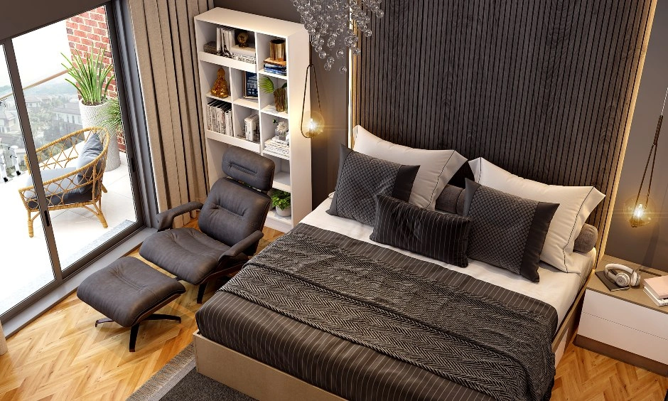 A Spacious Bedroom With A Modular TV Unit-3