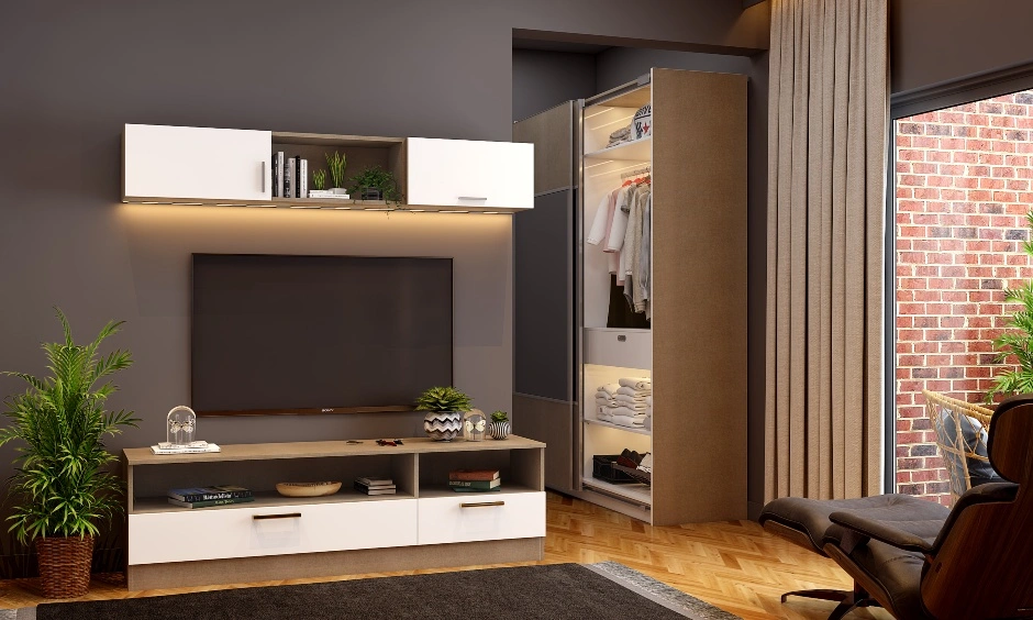 A Spacious Bedroom With A Modular TV Unit-4