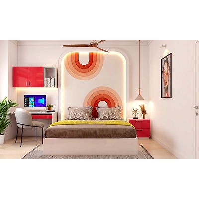 A Bright Bedroom With A Study Unit-DC554
