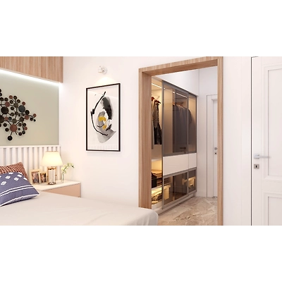 A Soothing Bedroom With Walk-In Dressing Room-5