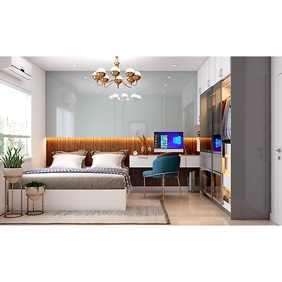 A Chic Bedroom With A Compact Study Corner-1