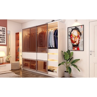 A Modern Bedroom With Sliding Glass Closet-3