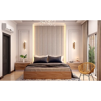 A Luxurious Bedroom With A Sliding Door Wardrobe-1