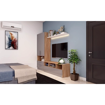 A Modern Minimalist Bedroom With Modular TV Unit-2