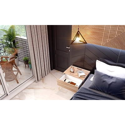 A Modern Minimalist Bedroom With Modular TV Unit-5