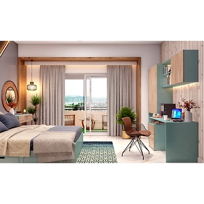 A Bedroom With Dedicated Study Unit-5