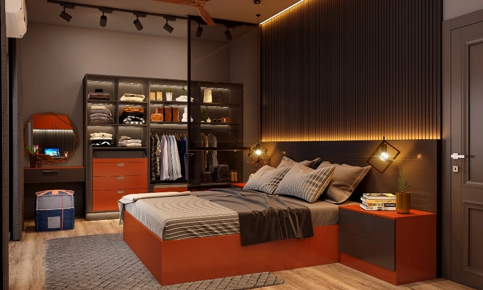 A Bedroom With Study Corner And Open Closet-DC564